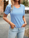 Lace Detail Round Neck Short Sleeve T-Shirt