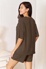 Basic Bae Bamboo Full Size Round Neck Drop Shoulder T-Shirt and Shorts Set
