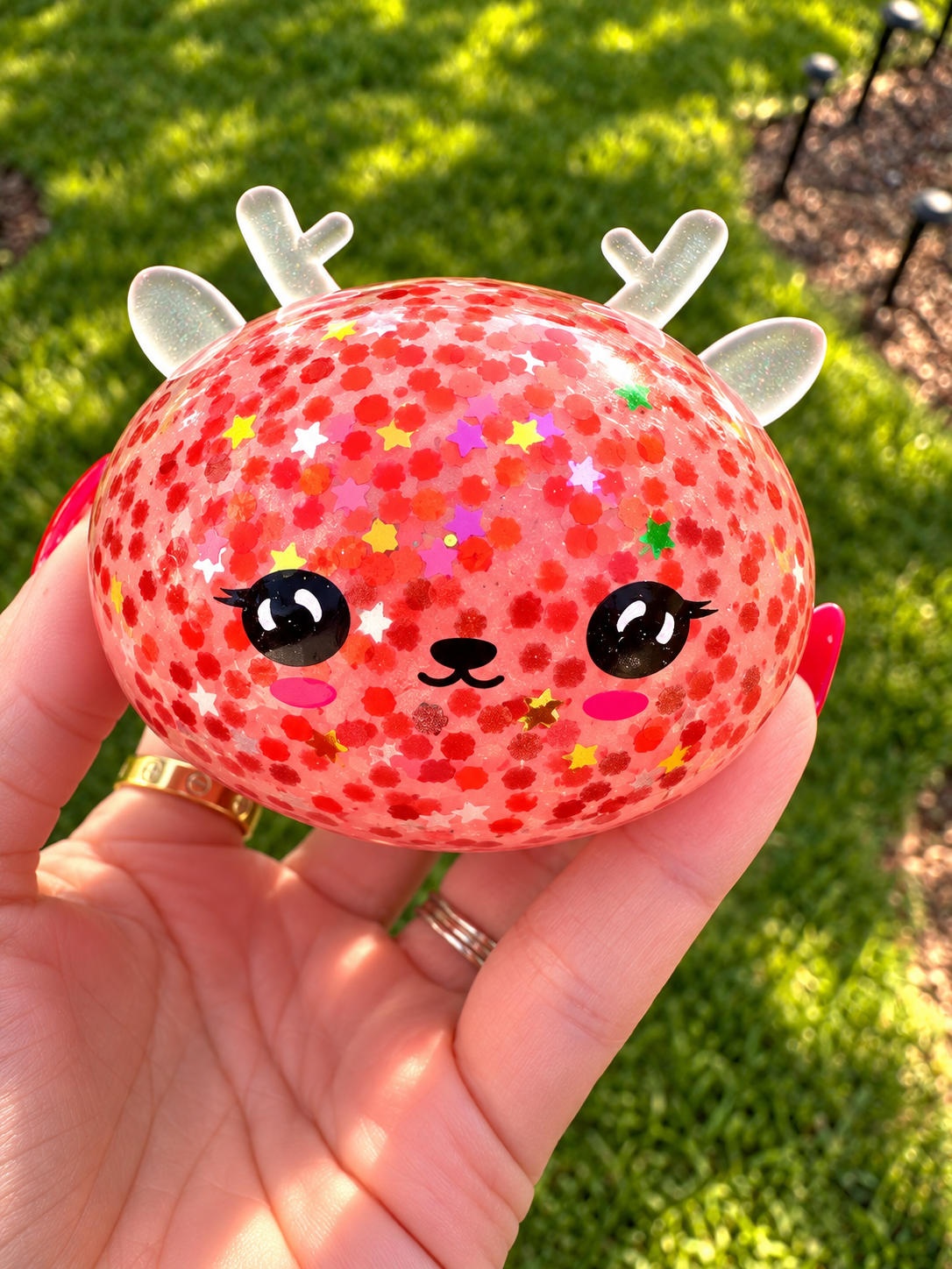 Glitter Bead Reindeer Gel Squishy – Mystery Color