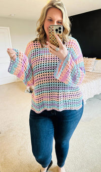 Pastel Colorblock Crochet Top