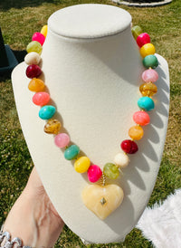 Mosaic Heart Beaded Necklace
