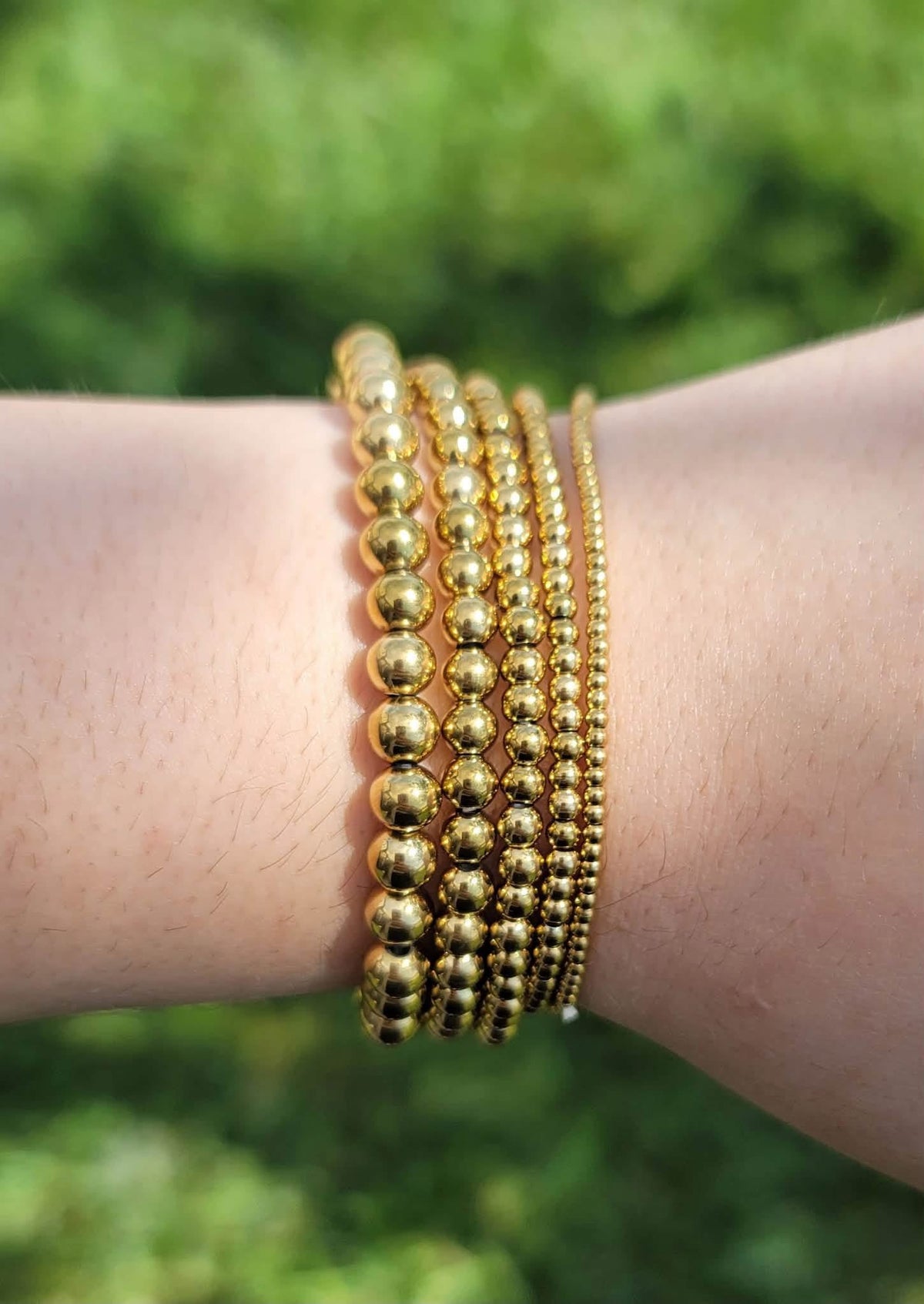 Waterproof Luxe Gold Bead Bracelet