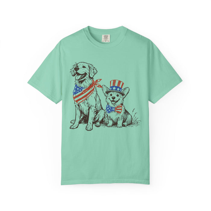 Patriotic Dogs T-Shirt — American Flag Puppies 4th of July Tee