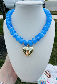 Azure Heart Beaded Necklace