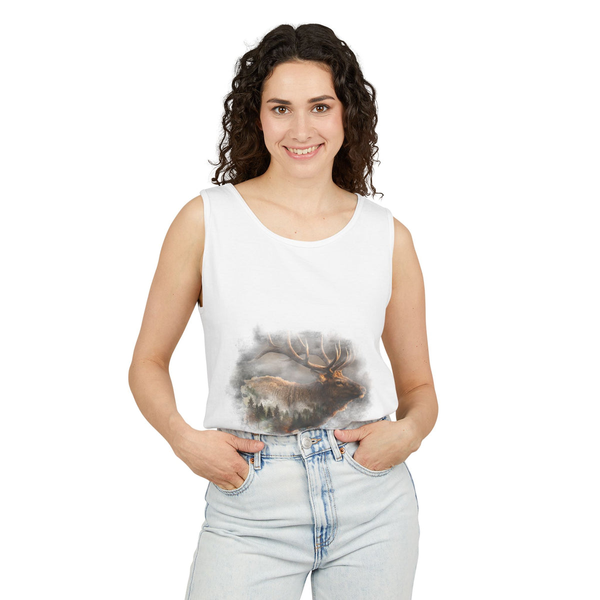 Moose Wilderness Watercolor Tank Top