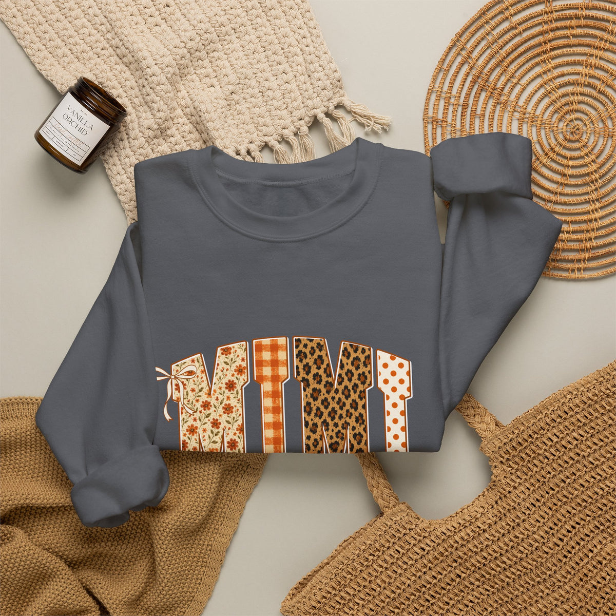 MMI Leopard Print Initials Crewneck Sweatshirt