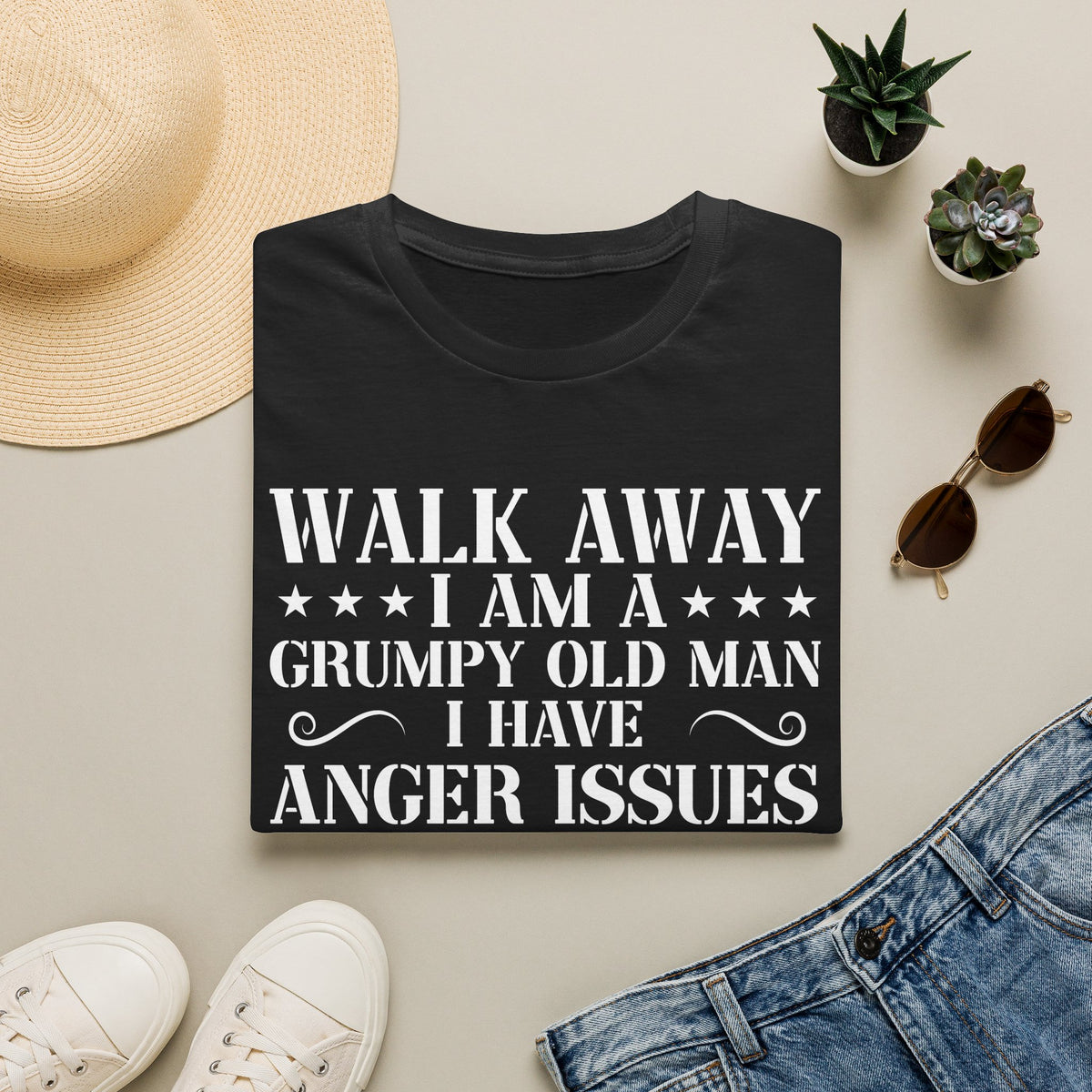 Grumpy Old Man T-Shirt — "Walk Away I Am A Grumpy Old Man I Have Anger Issues" Funny Gift Tee
