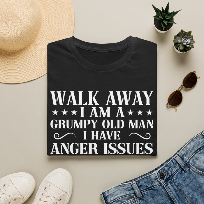 Grumpy Old Man T-Shirt — "Walk Away I Am A Grumpy Old Man I Have Anger Issues" Funny Gift Tee
