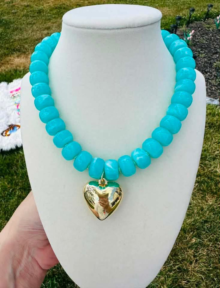 Caribbean Heart Beaded Necklace PREORDER