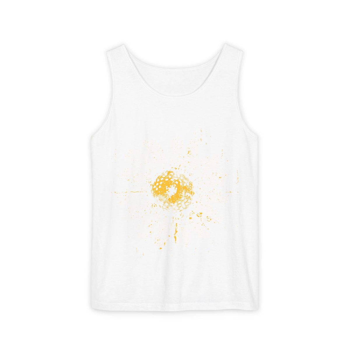 Sunburst Splash Tank Top — Yellow Artistic Paint Splotch Tee