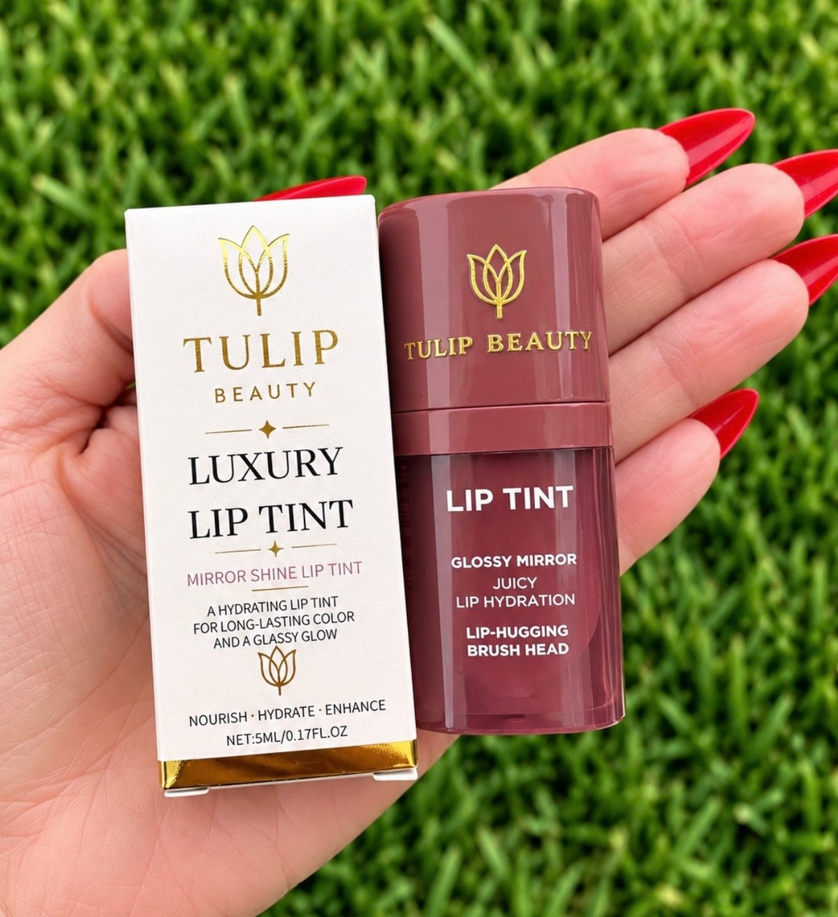 Tulip Beauty Luxury Lip Tint – Cruelty-Free Long-Lasting Mirror Shine Lip Stain