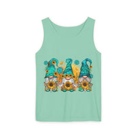 Sunflower Gnomes Tank Top — Summer Floral Garden Gnome Graphic
