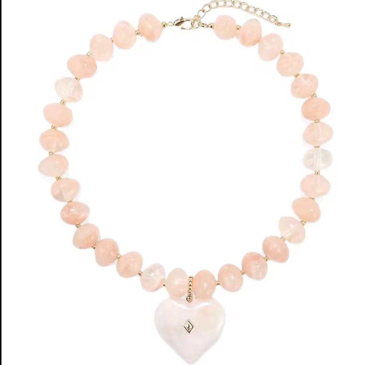 Blush Heart Beaded Necklace