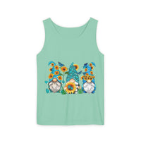 Sunflower Gnome Tank Top — Summer Garden Floral Graphic