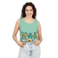 Sunflower Gnome Tank Top — Summer Garden Floral Graphic