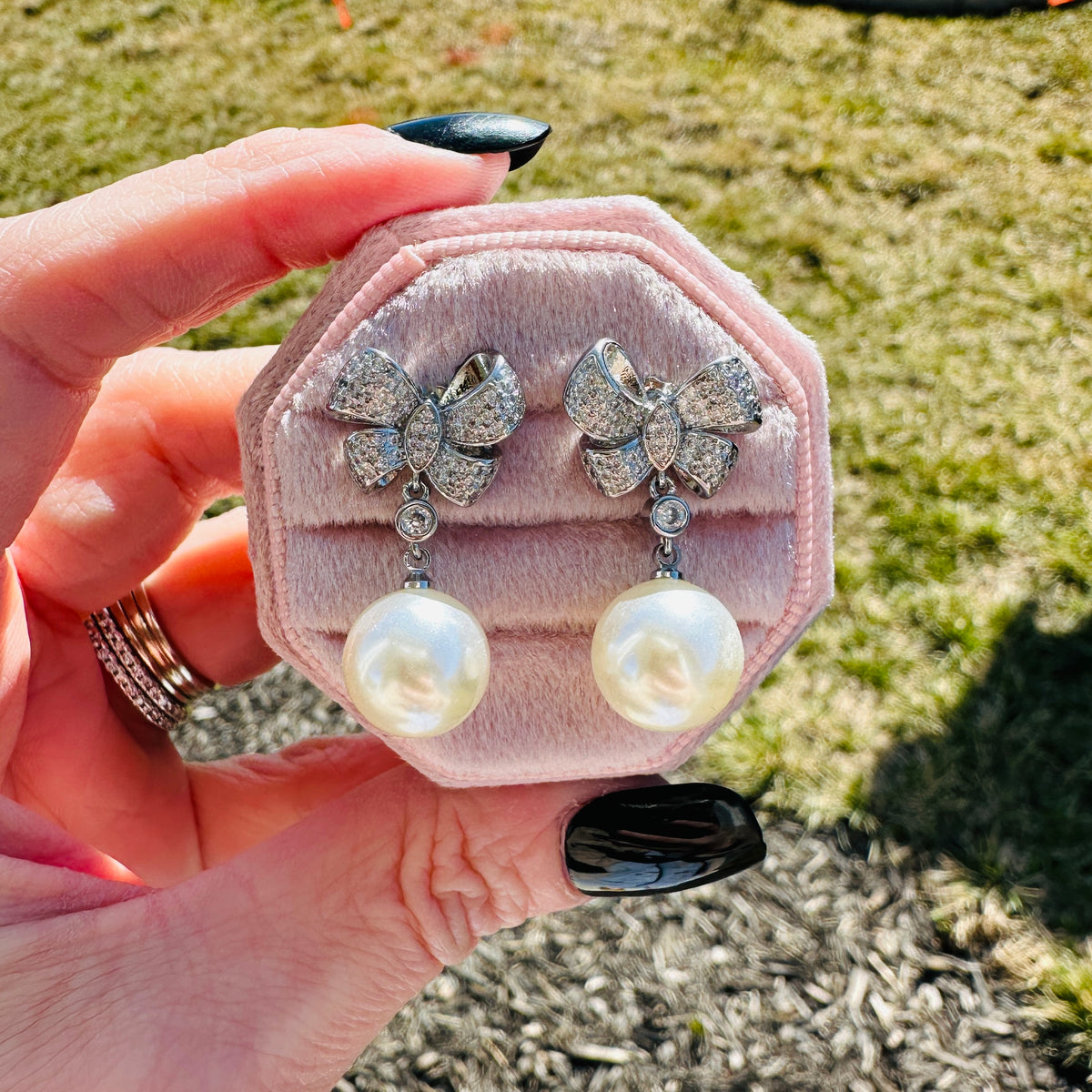 Pearl Bow Earrings