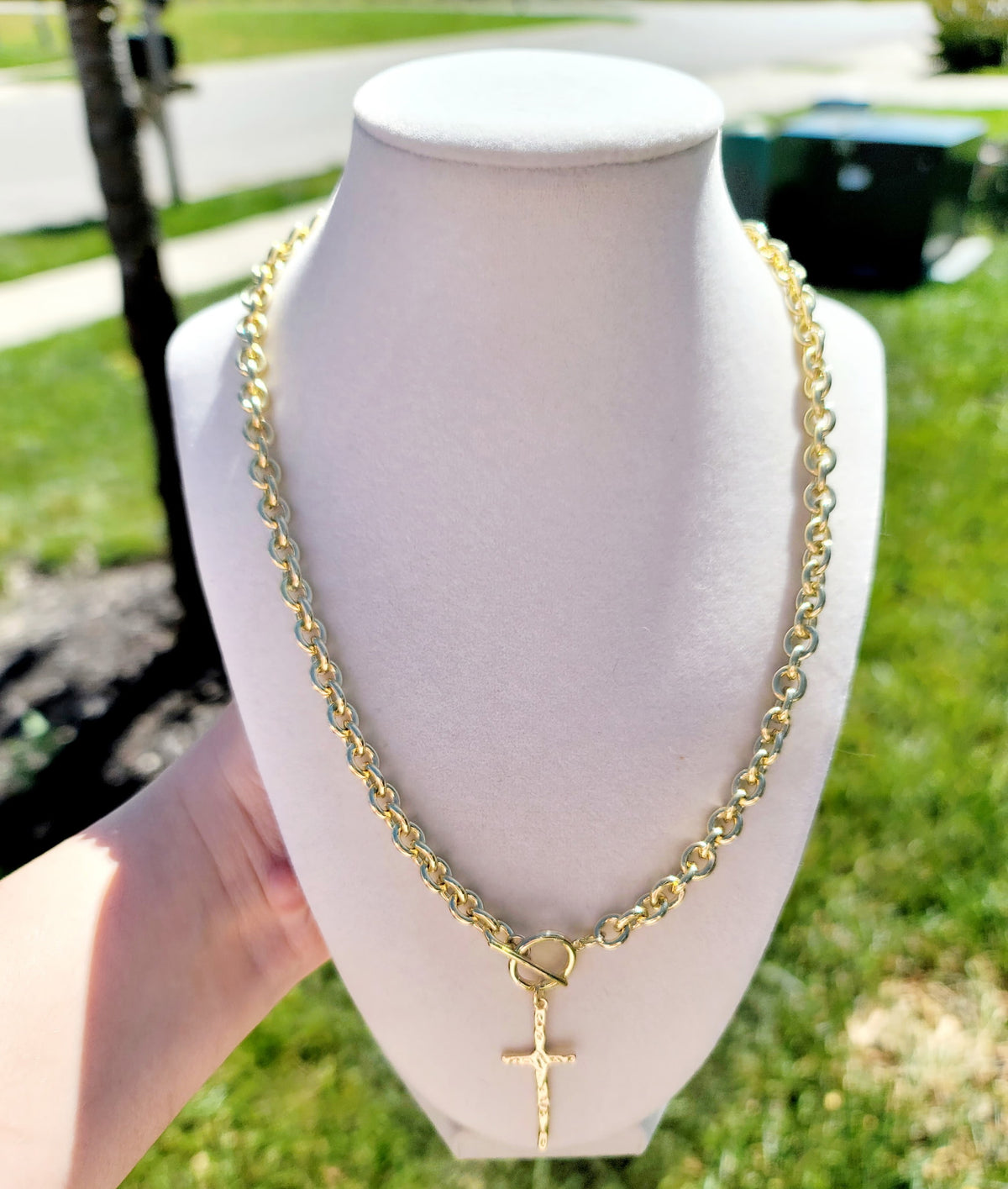 Faithful Waterproof Cross Toggle Necklace