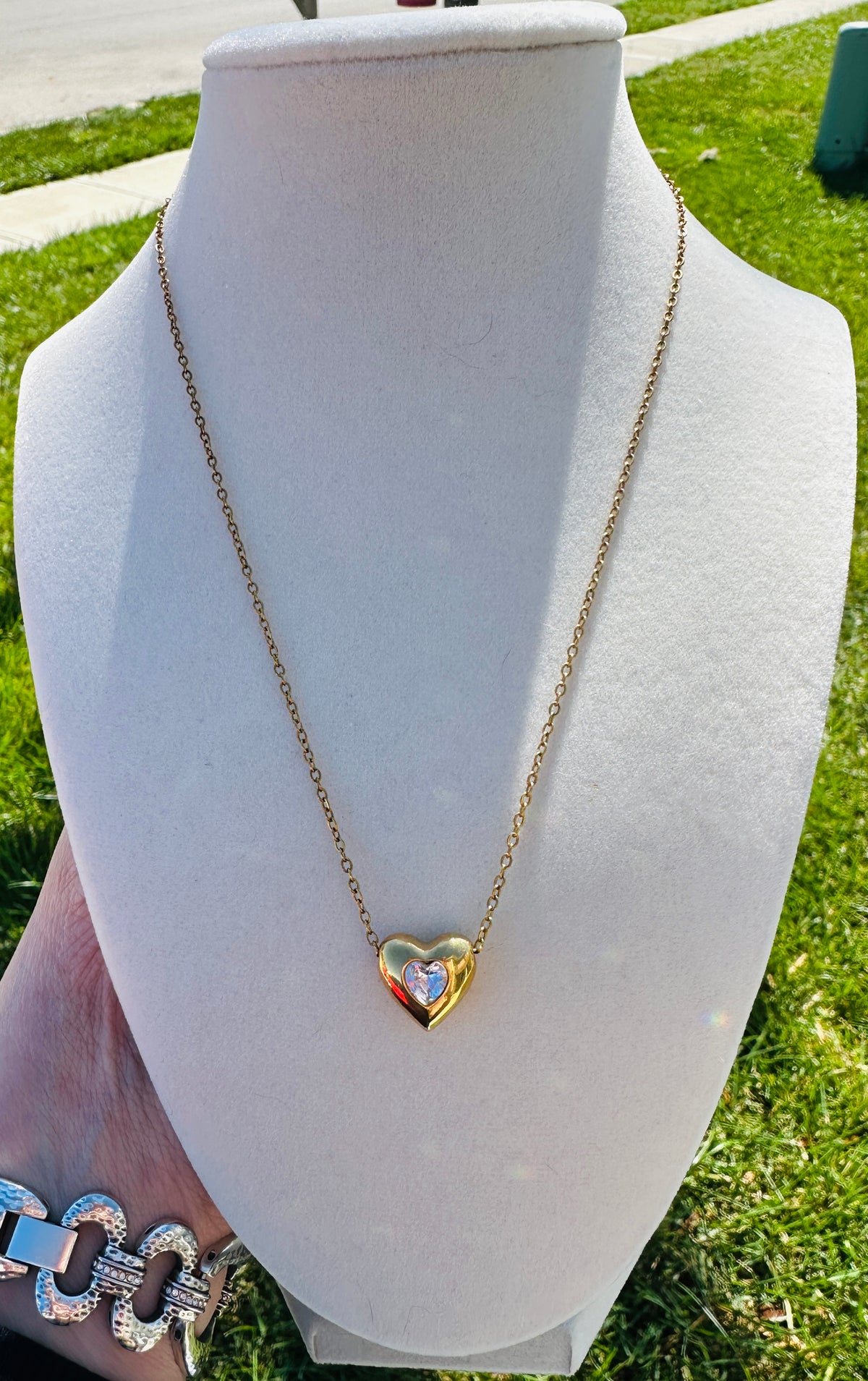 Amorette Waterproof Crystal Heart Necklace