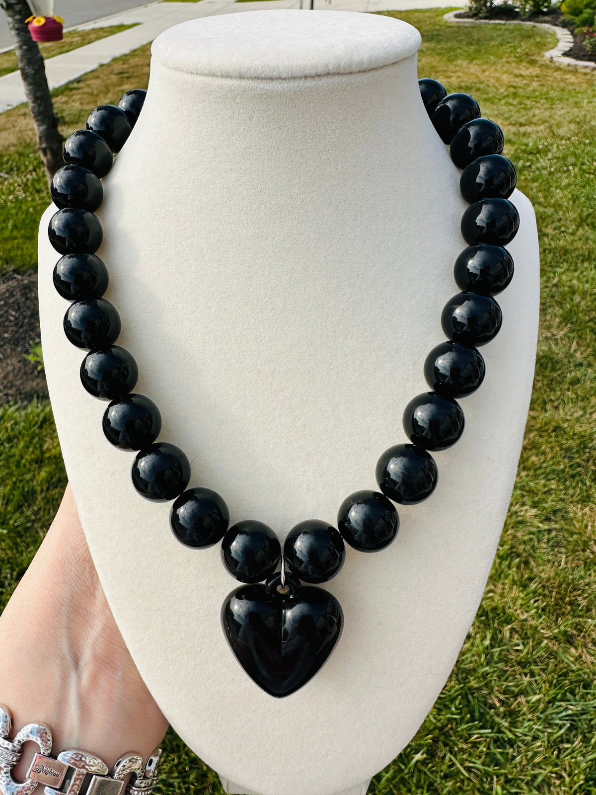 Midnight Heart Beaded Necklace
