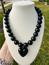 Midnight Heart Beaded Necklace