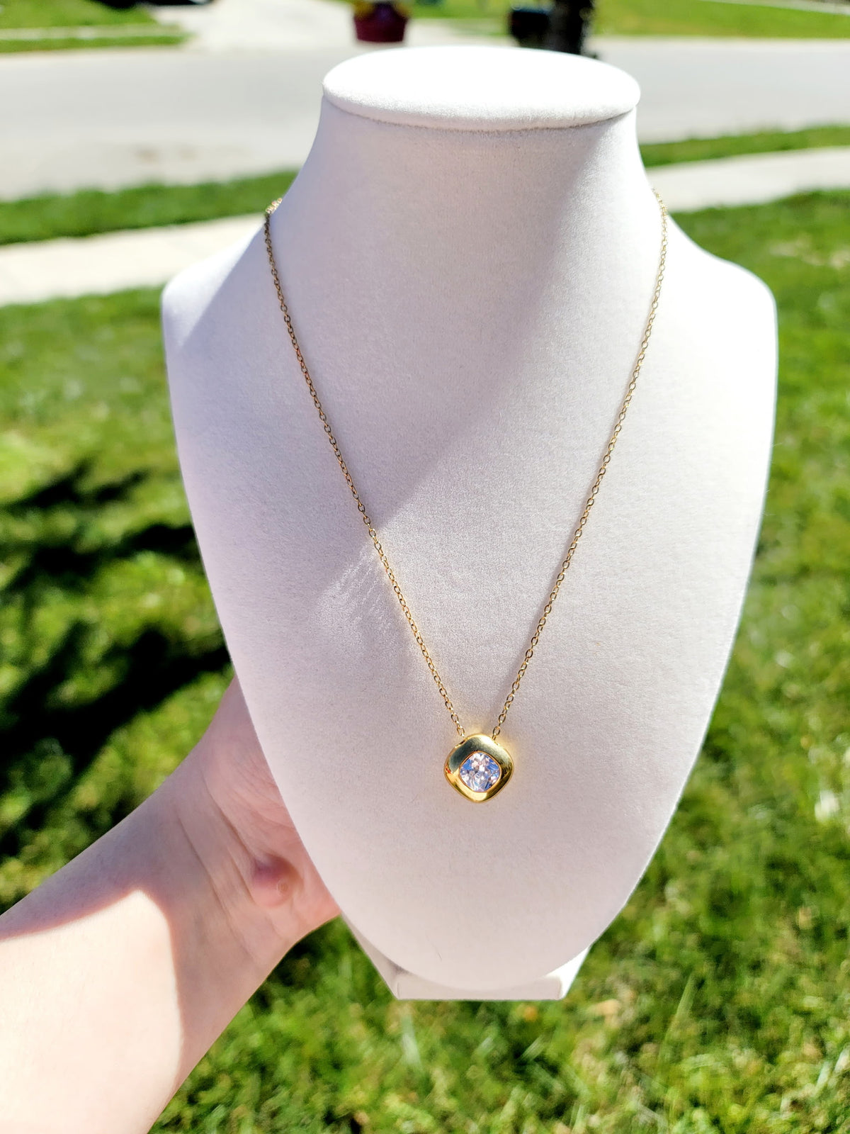 Celestine Waterproof Crystal Pendant Necklace