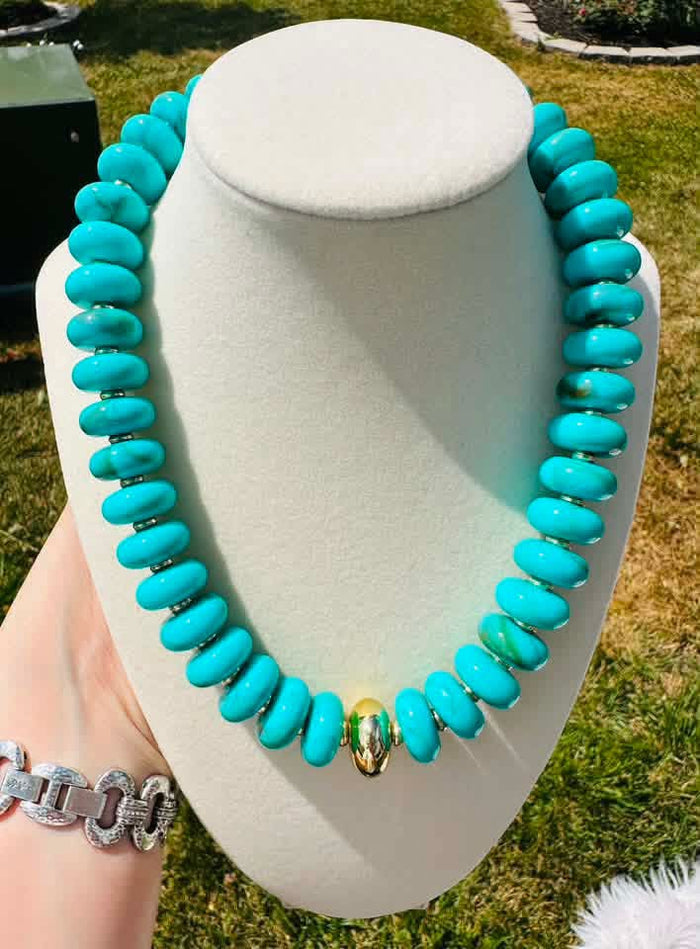 Turquoise Tide Beaded Necklace PREORDER