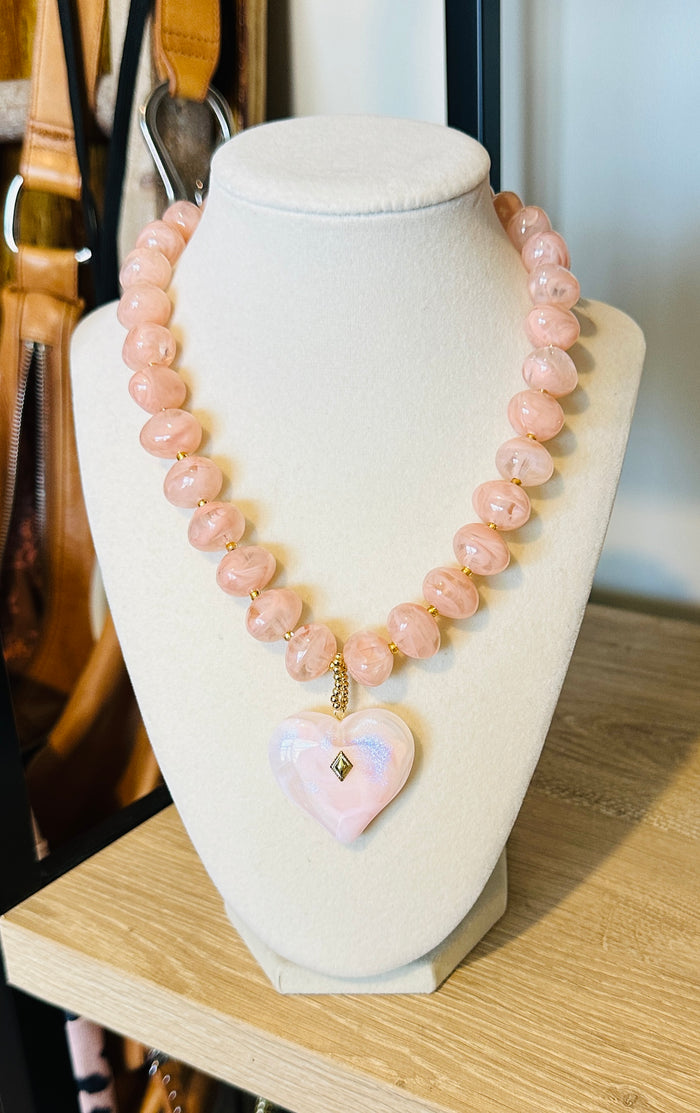 Blush Heart Beaded Necklace