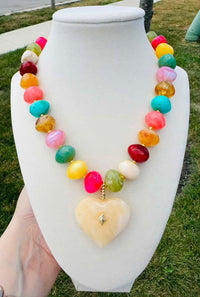 Mosaic Heart Beaded Necklace