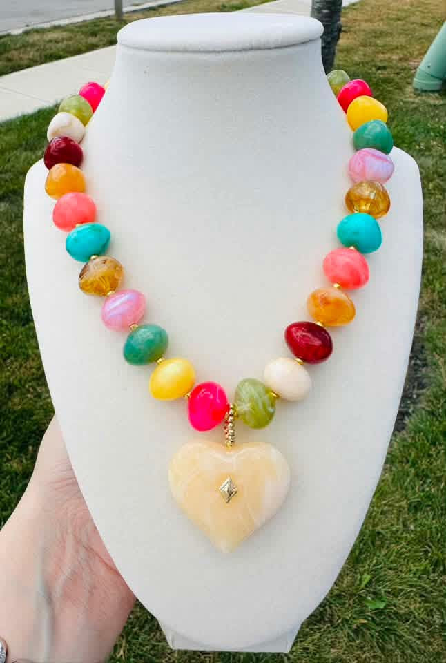 Mosaic Heart Beaded Necklace