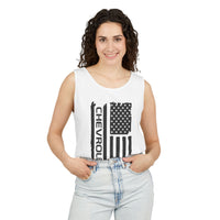 Chevrolet American Flag Tank Top — Distressed Patriotic Muscle Tee