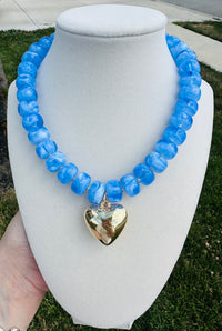 Azure Heart Beaded Necklace
