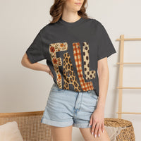 Fall Plaid & Floral T-Shirt — 'FALL' Graphic Seasonal Tee