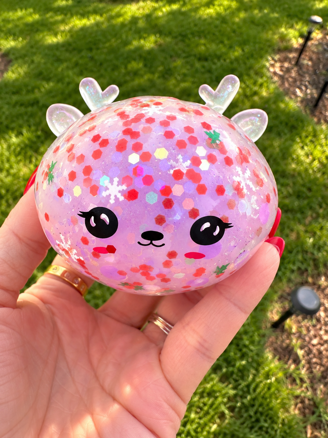 Glitter Bead Reindeer Gel Squishy – Mystery Color