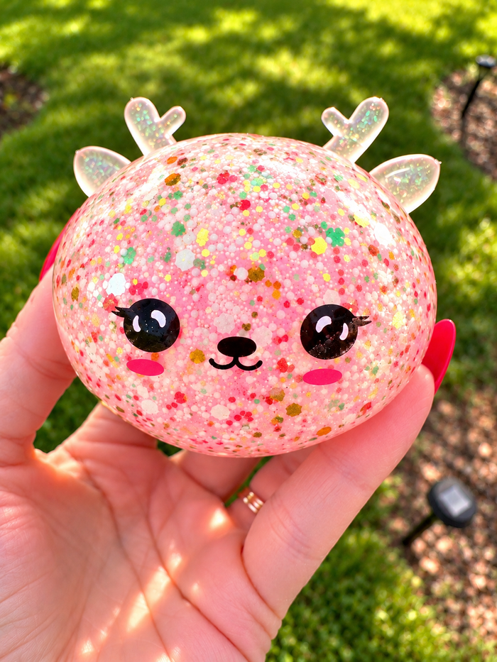 Glitter Bead Reindeer Gel Squishy – Mystery Color