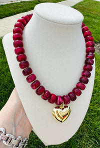Berry Crush Heart Beaded Statement Necklace