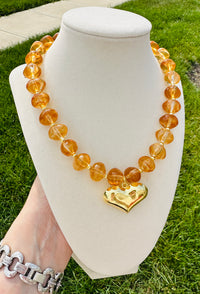 Honeyed Heart Beaded Statement Necklace