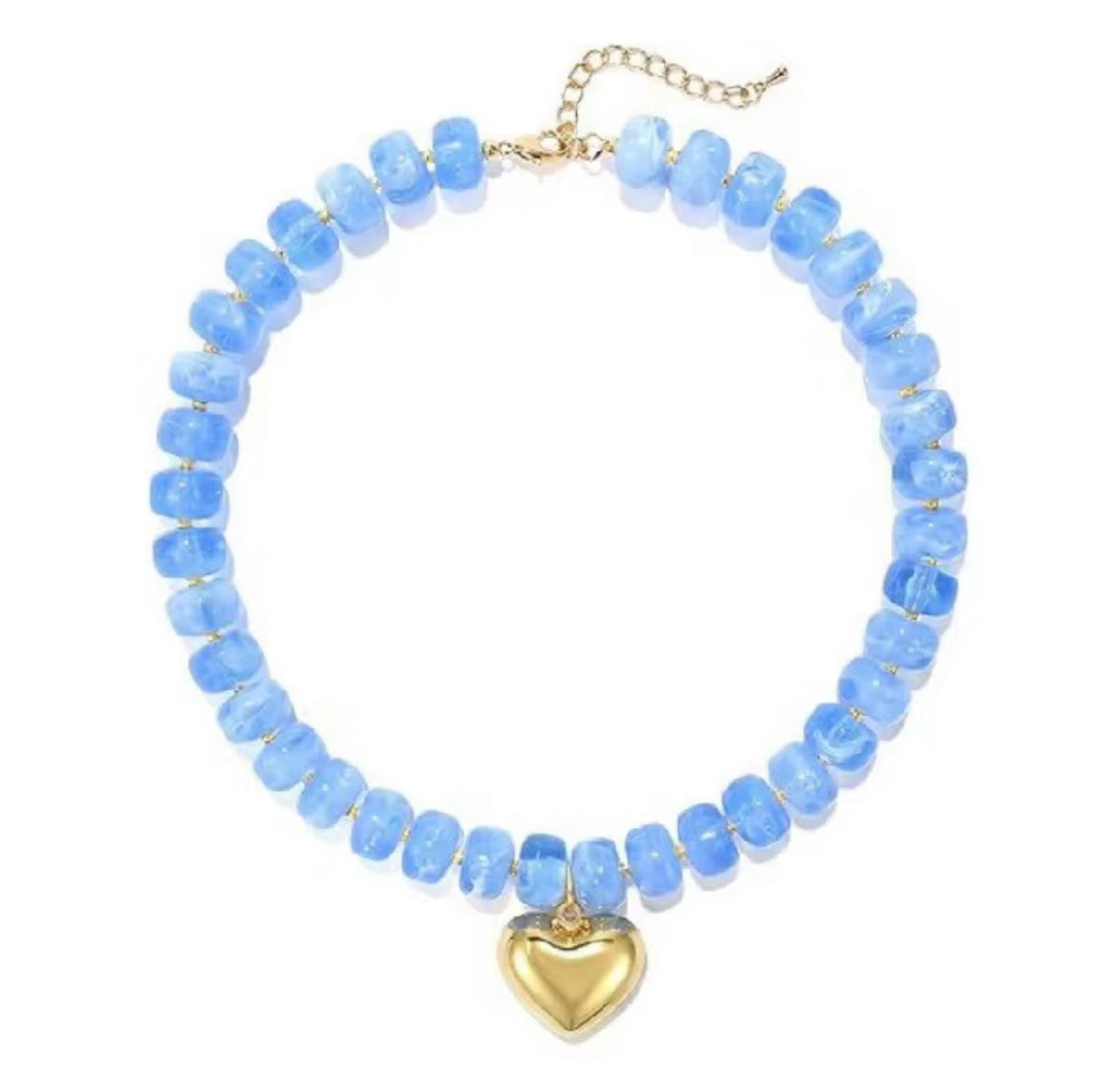 Azure Heart Beaded Necklace