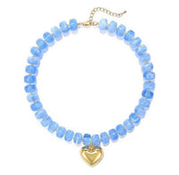 Azure Heart Beaded Necklace