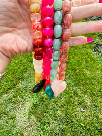 Heart on Fire Hot Pink Beaded Heart Necklace | Statement Jewelry
