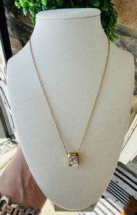 Valencia Waterproof Emerald Cut Crystal Necklace