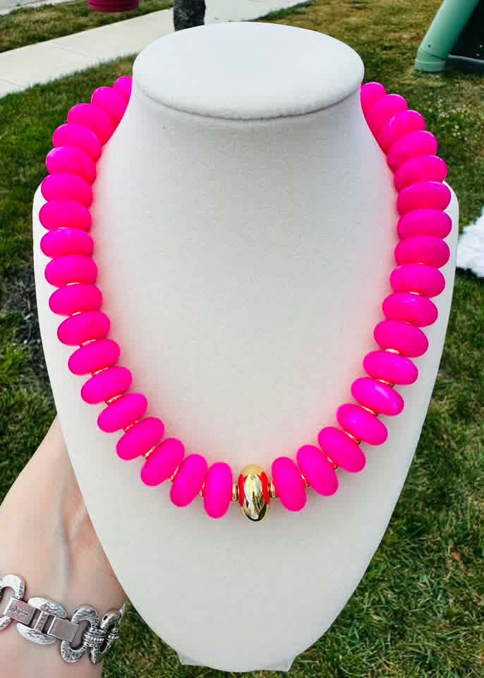 Pink Punch Beaded Necklace PREORDER