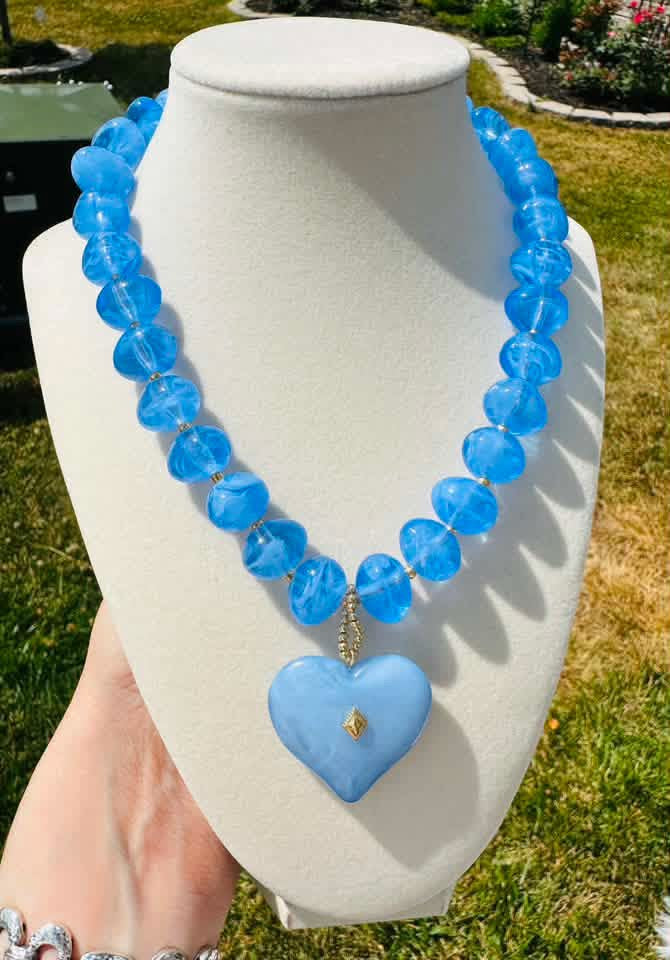 Bluebell Heart Beaded Necklace