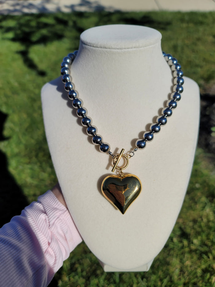 Monroe Waterproof Two-Tone Heart Necklace