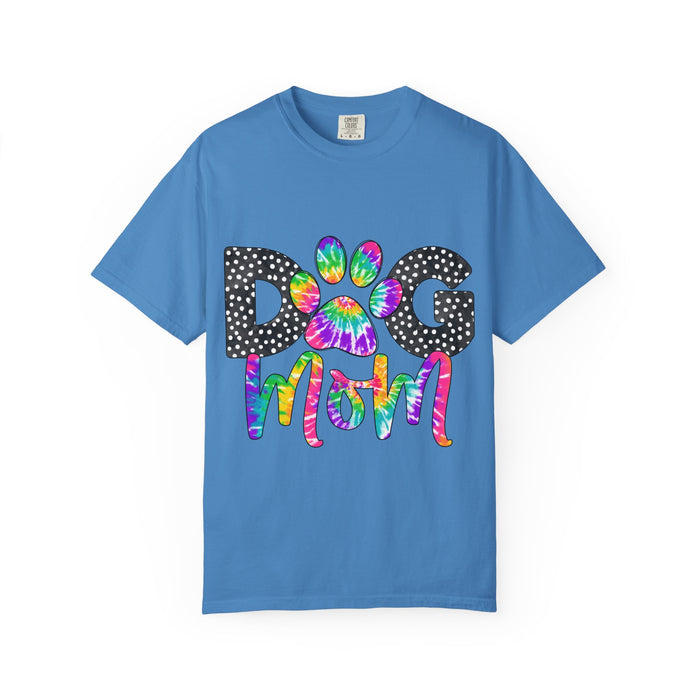 Dog Mom T‑Shirt — Tie‑Dye Paw Graphic Tee for Pet Lovers