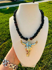 Midnight Maverick Longhorn Necklace