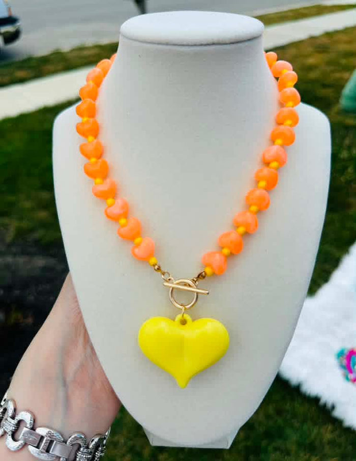 Sunburst Heart Beaded Necklace PREORDER