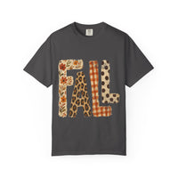 Fall Plaid & Floral T-Shirt — 'FALL' Graphic Seasonal Tee