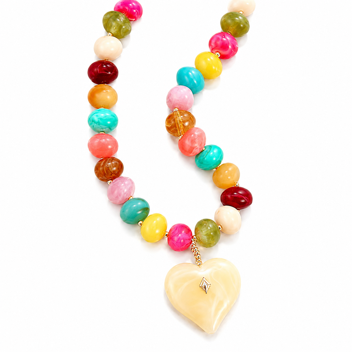 Mosaic Heart Beaded Necklace