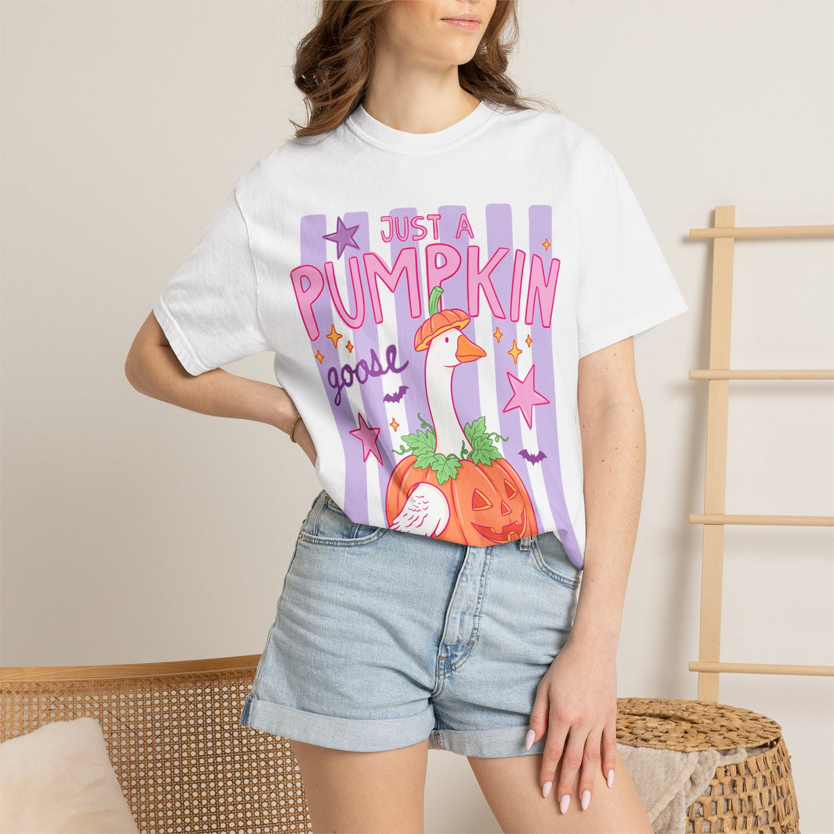 Just a Pumpkin Goose T-Shirt — Cute Halloween Pumpkin & Goose Graphic Tee