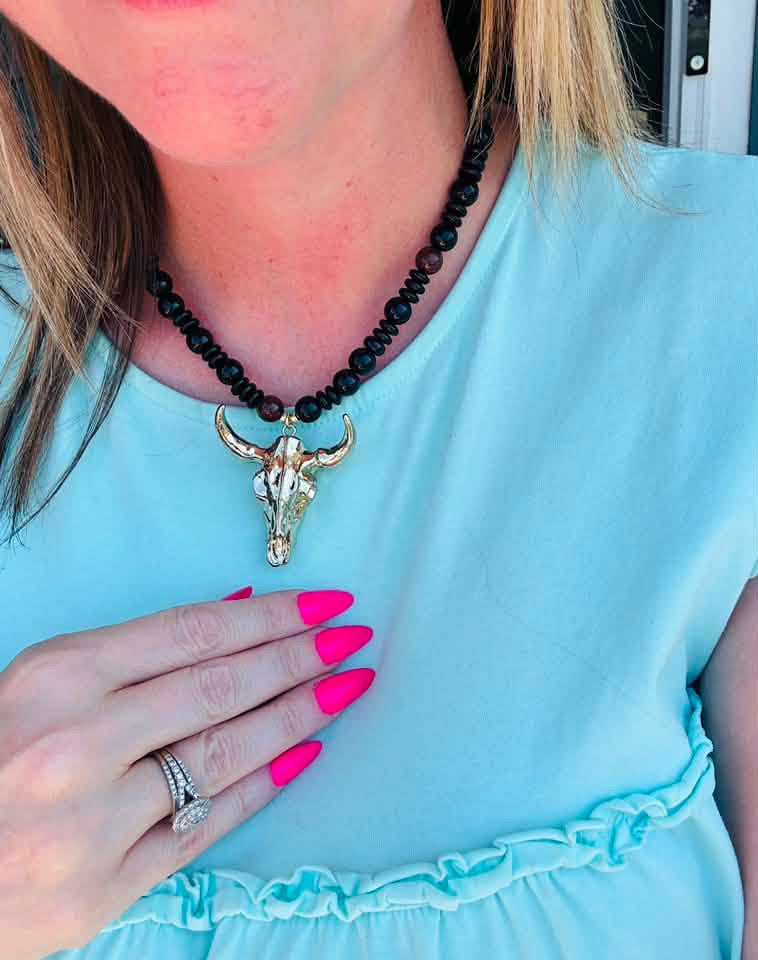 Midnight Maverick Longhorn Necklace